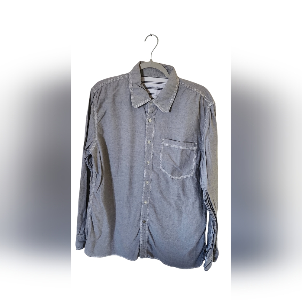 Calvin Klein Jeans Mens Gray Long Sleeve Button Up Shirt Size L